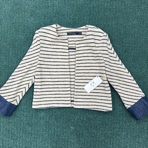 Iris Setlakwe Navy and Cream Striped Blazer